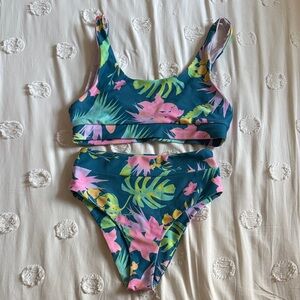 Kulani Kinis Tropical Floral Bikini - Blue and Pink